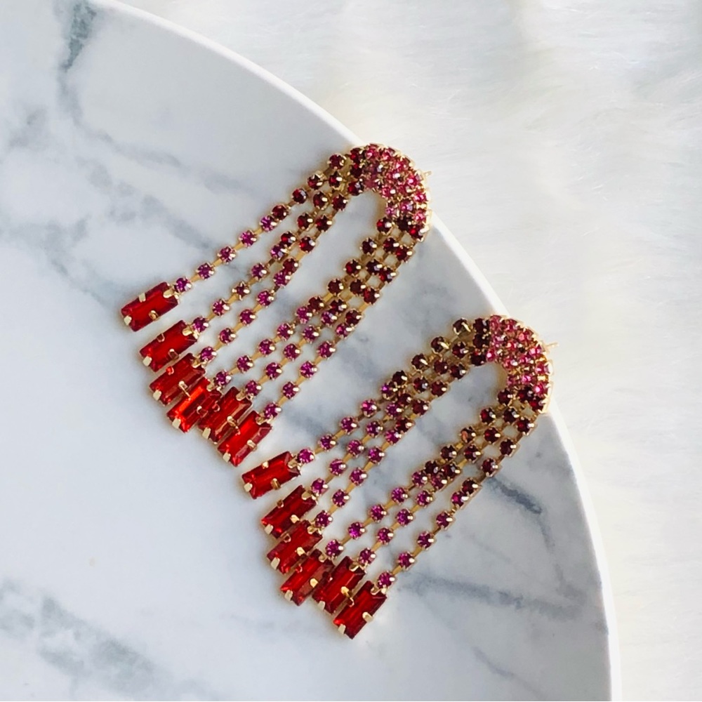 Rainbow Rhinestone Drop Earrings